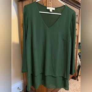 Flowy Tunic Top, Michael Kors, Size M, Forest Green